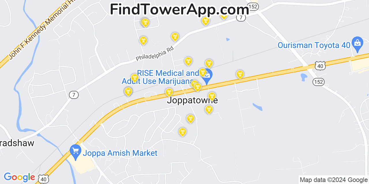 AT&T 4G/5G cell tower coverage map Joppatowne, Maryland