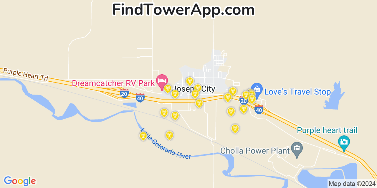 T-Mobile 4G/5G cell tower coverage map Joseph City, Arizona