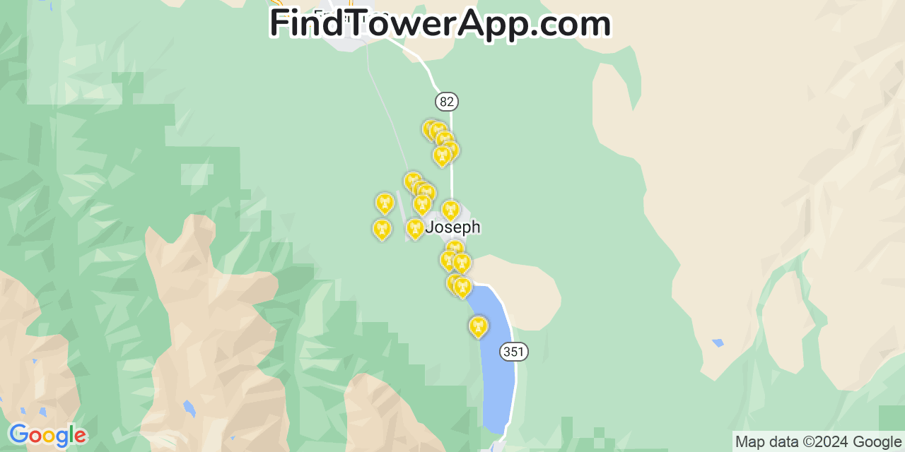 AT&T 4G/5G cell tower coverage map Joseph, Oregon