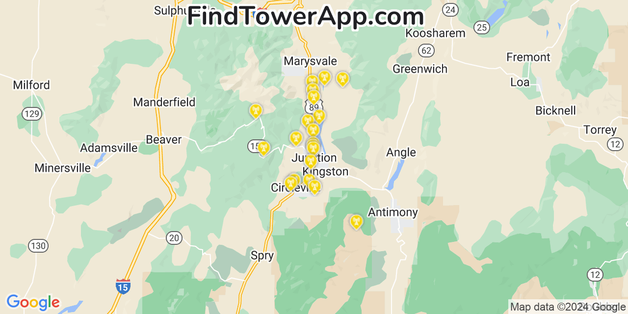 AT&T 4G/5G cell tower coverage map Junction, Utah
