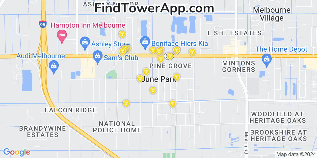 T-Mobile 4G/5G cell tower coverage map June Park, Florida