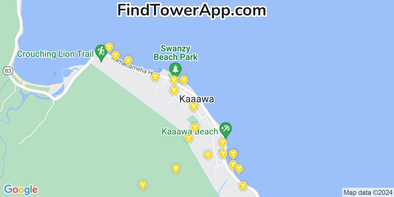 AT&T 4G/5G cell tower coverage map Ka‘a‘awa, Hawaii