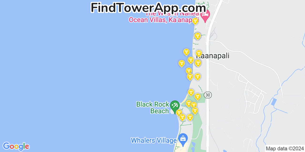 T-Mobile 4G/5G cell tower coverage map Kaanapali Landing, Hawaii