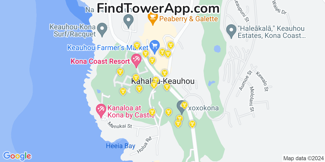 T-Mobile 4G/5G cell tower coverage map Kahaluu Keauhou, Hawaii