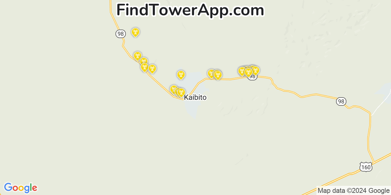 T-Mobile 4G/5G cell tower coverage map Kaibito, Arizona