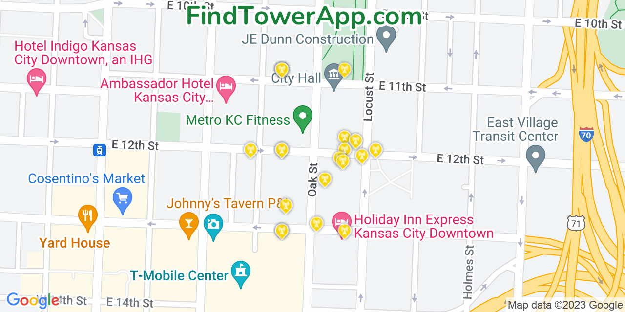T-Mobile 4G/5G cell tower coverage map Kansas City, Missouri