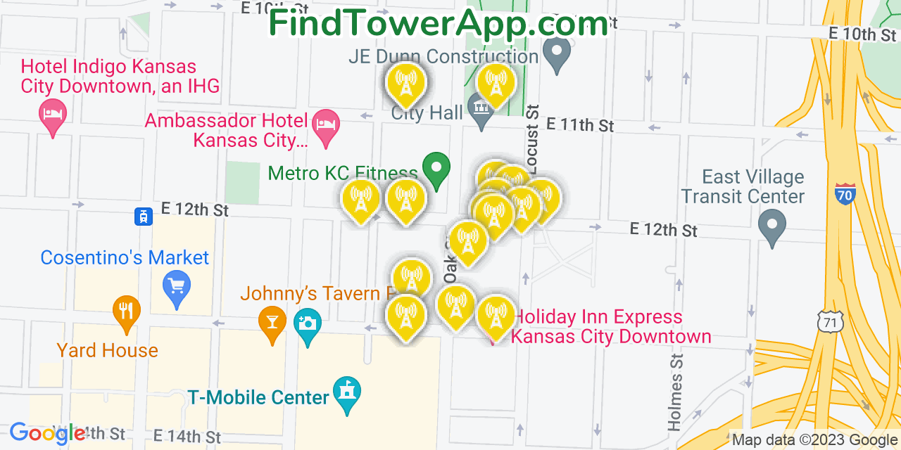 Verizon 4G/5G cell tower coverage map Kansas City, Missouri
