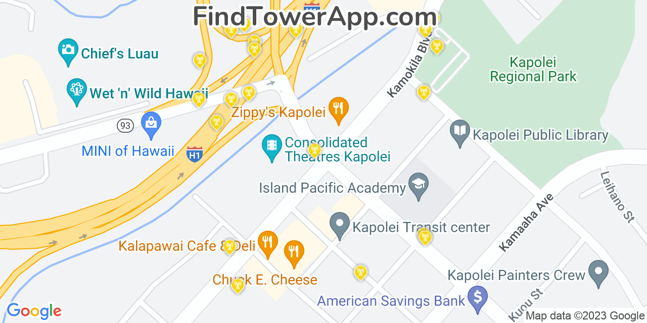 AT&T 4G/5G cell tower coverage map Kapolei, Hawaii