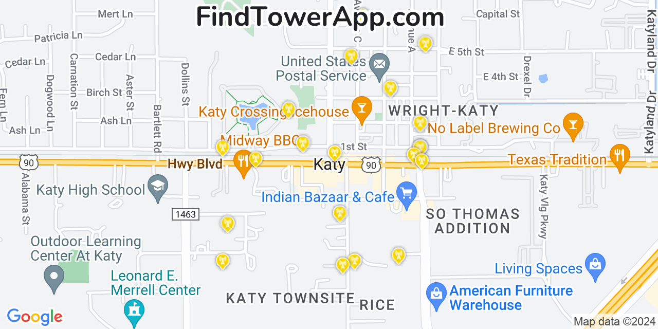 Verizon 4G/5G cell tower coverage map Katy, Texas