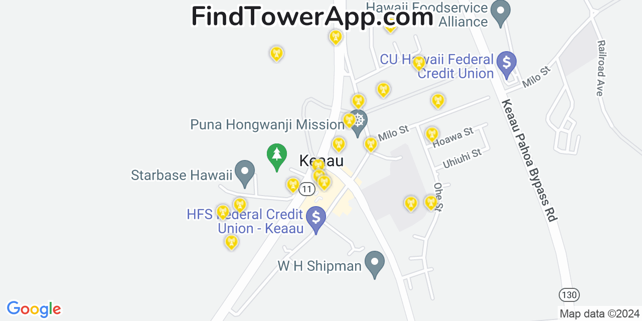 T-Mobile 4G/5G cell tower coverage map Kea‘au, Hawaii