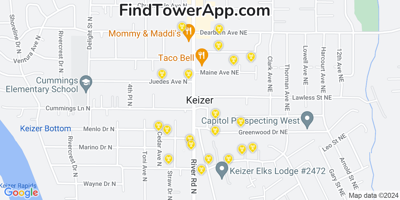 T-Mobile 4G/5G cell tower coverage map Keizer, Oregon