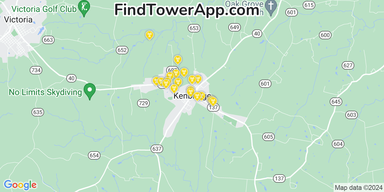 Verizon 4G/5G cell tower coverage map Kenbridge, Virginia