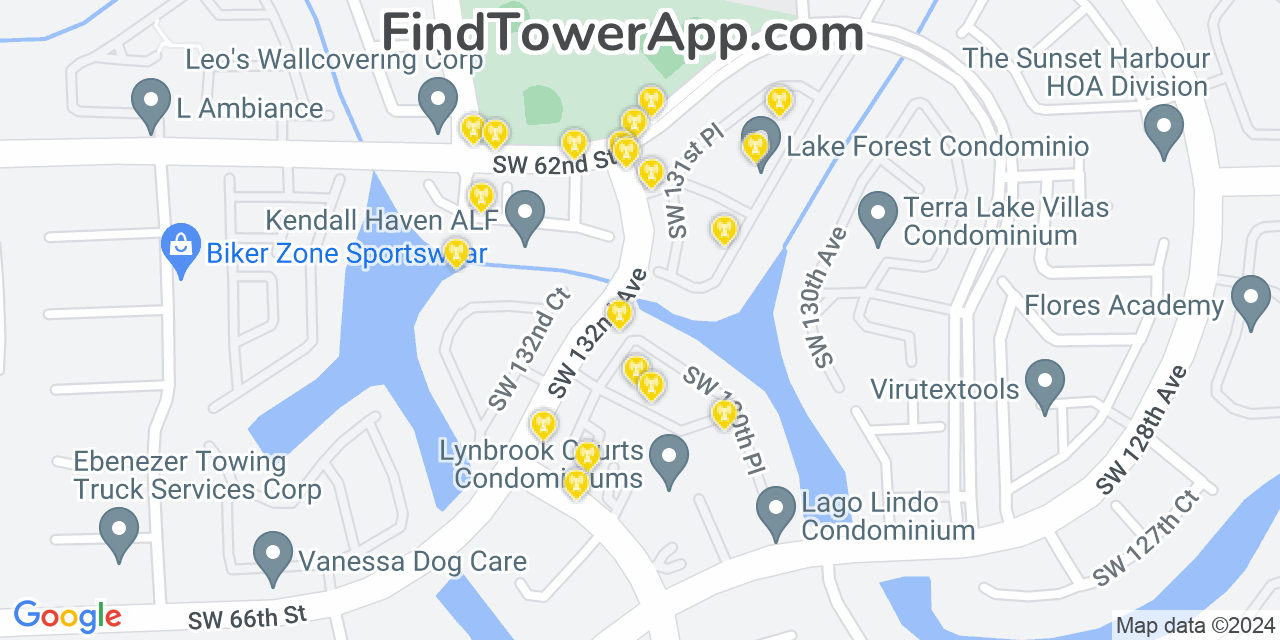 T-Mobile 4G/5G cell tower coverage map Kendale Lakes, Florida