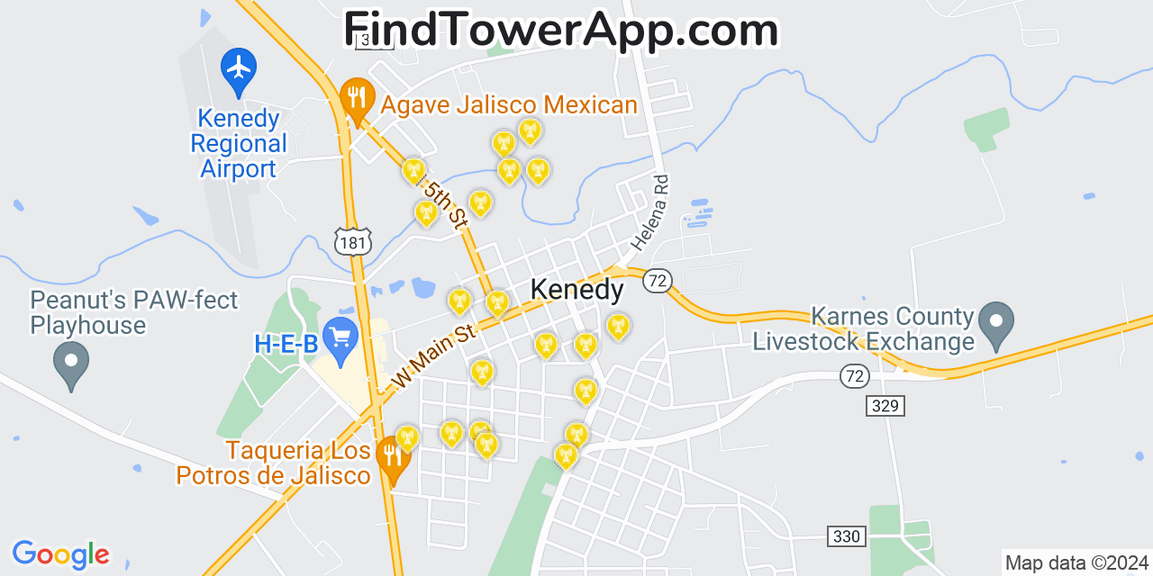 Verizon 4G/5G cell tower coverage map Kenedy, Texas