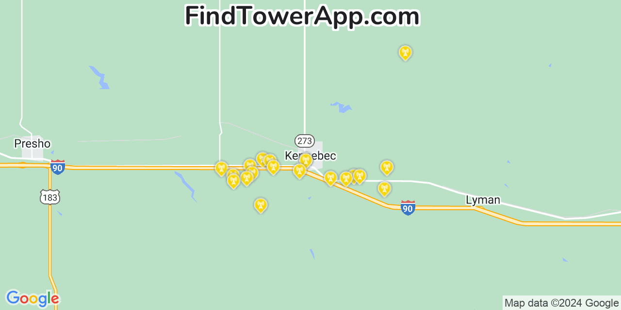 T-Mobile 4G/5G cell tower coverage map Kennebec, South Dakota