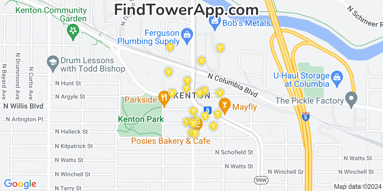 Verizon 4G/5G cell tower coverage map Kenton, Oregon