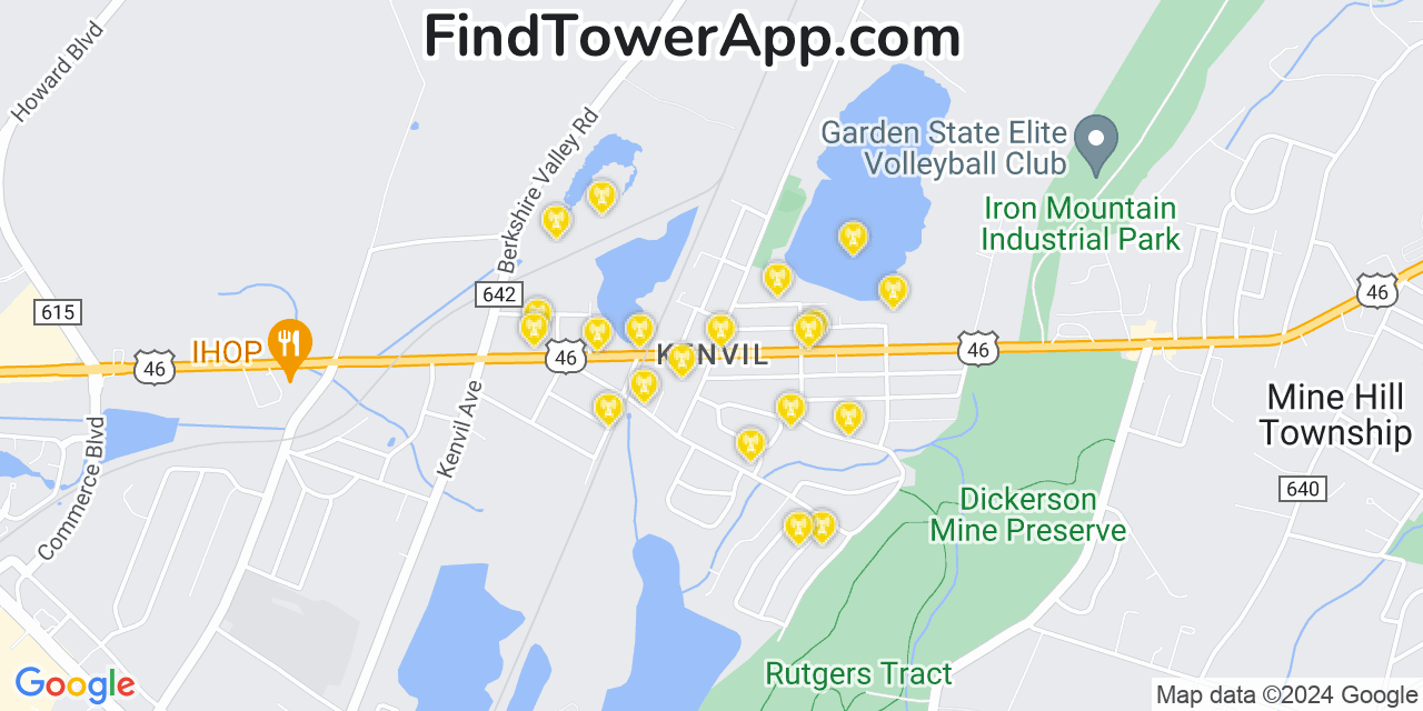 AT&T 4G/5G cell tower coverage map Kenvil, New Jersey