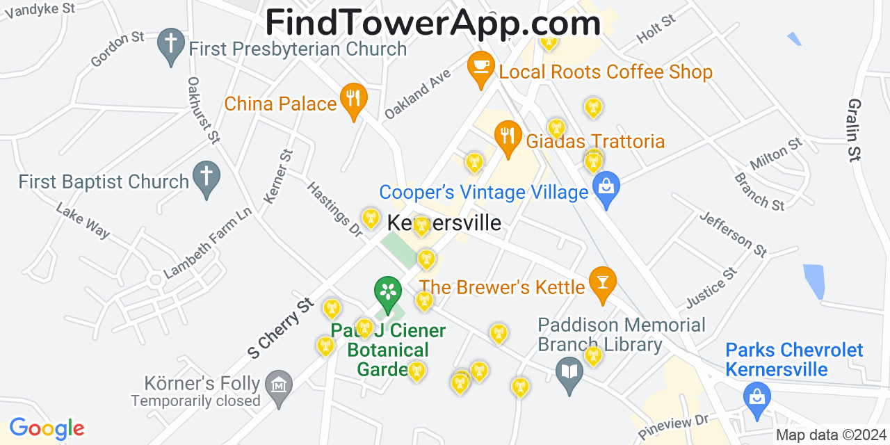 T-Mobile 4G/5G cell tower coverage map Kernersville, North Carolina