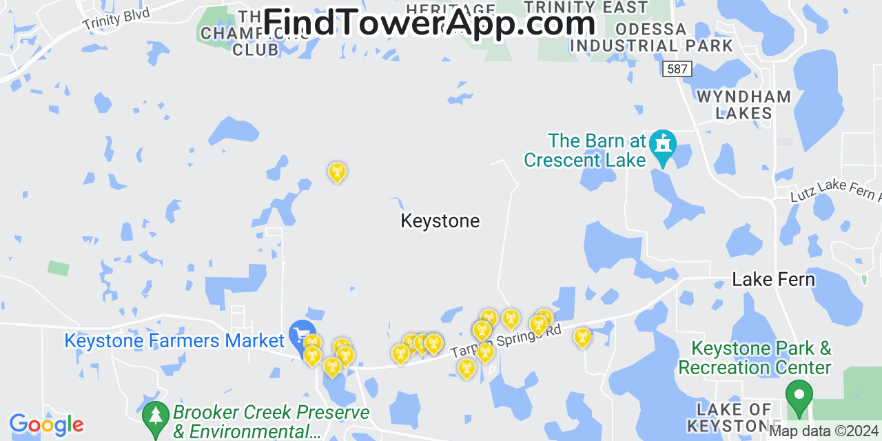 AT&T 4G/5G cell tower coverage map Keystone, Florida