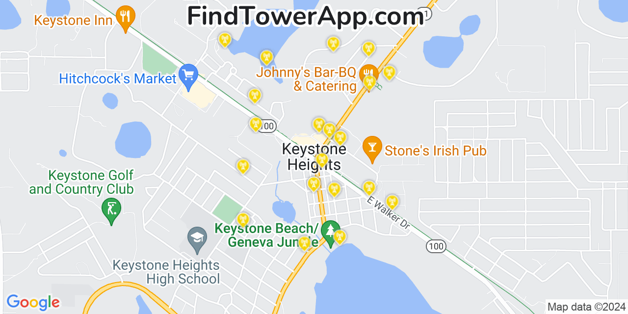 AT&T 4G/5G cell tower coverage map Keystone Heights, Florida