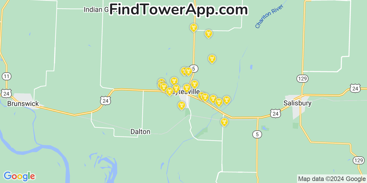 AT&T 4G/5G cell tower coverage map Keytesville, Missouri