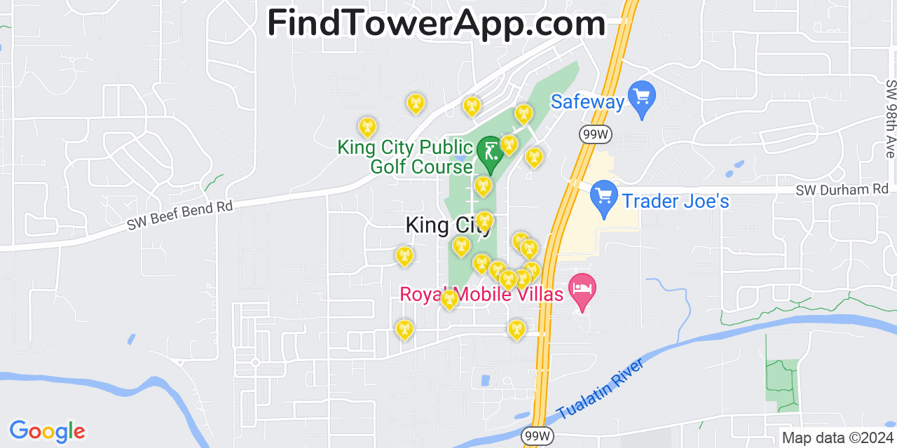 T-Mobile 4G/5G cell tower coverage map King City, Oregon