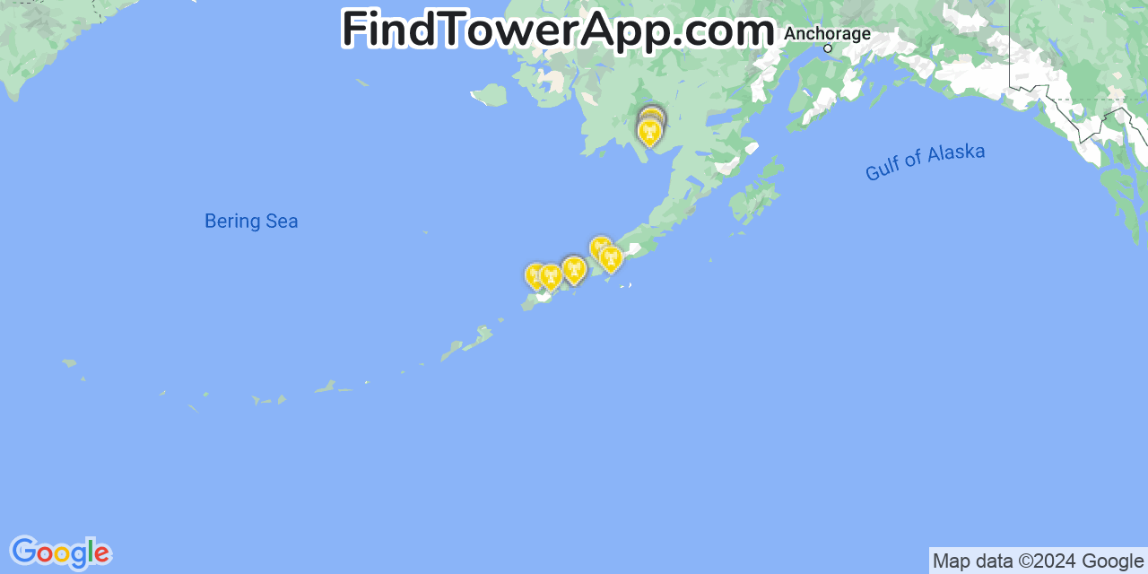 AT&T 4G/5G cell tower coverage map King Cove, Alaska