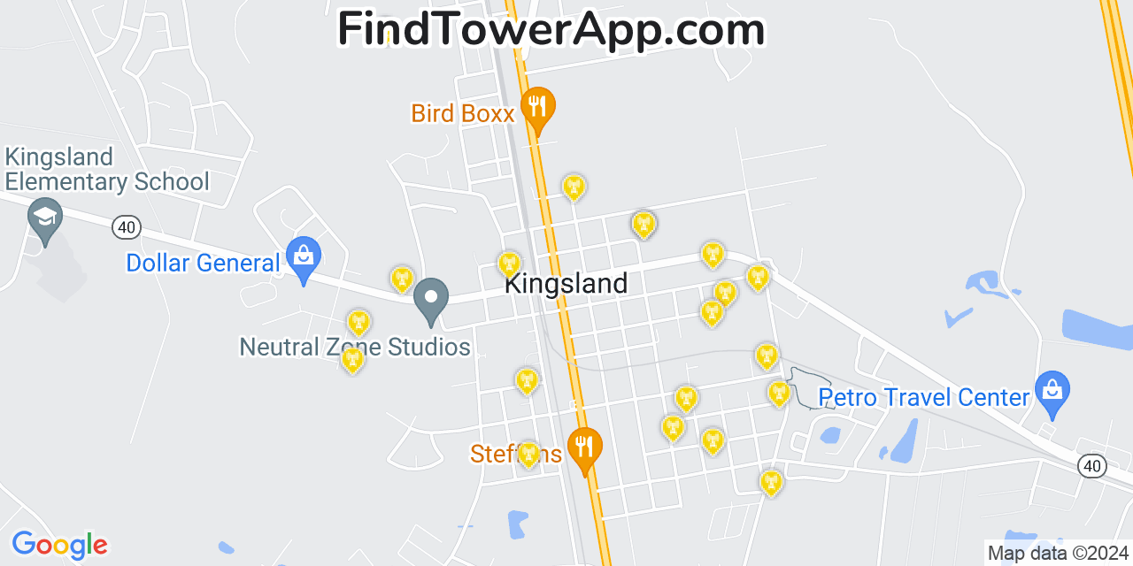 AT&T 4G/5G cell tower coverage map Kingsland, Georgia