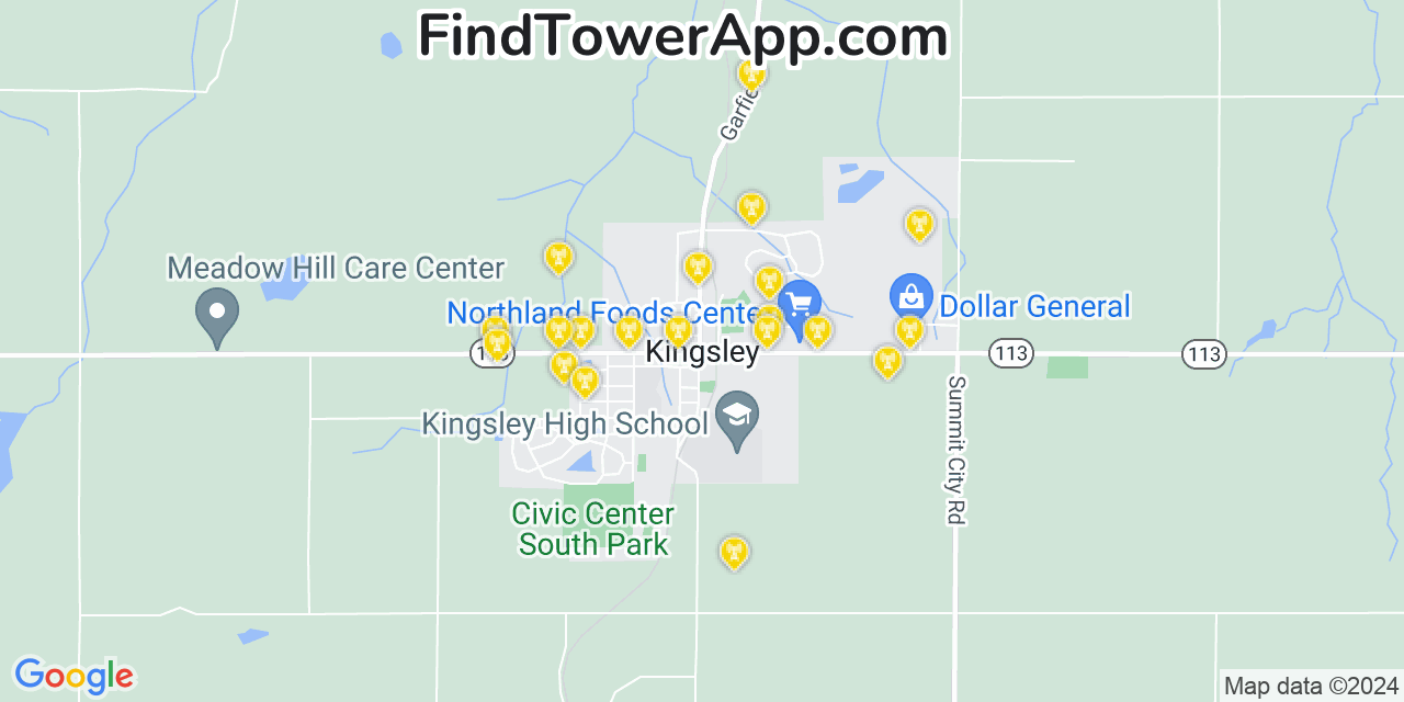 T-Mobile 4G/5G cell tower coverage map Kingsley, Michigan