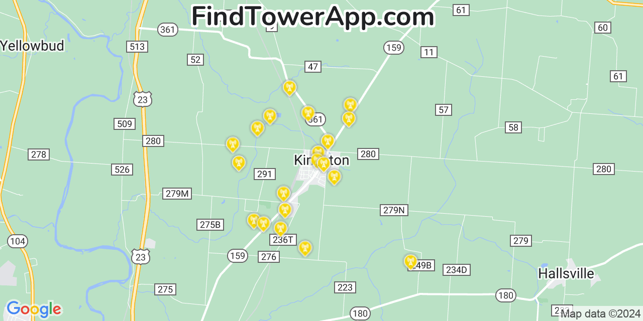 Verizon 4G/5G cell tower coverage map Kingston, Ohio
