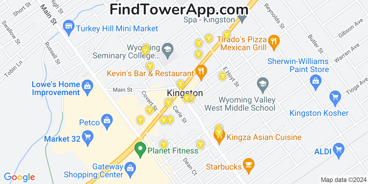 AT&T 4G/5G cell tower coverage map Kingston, Pennsylvania