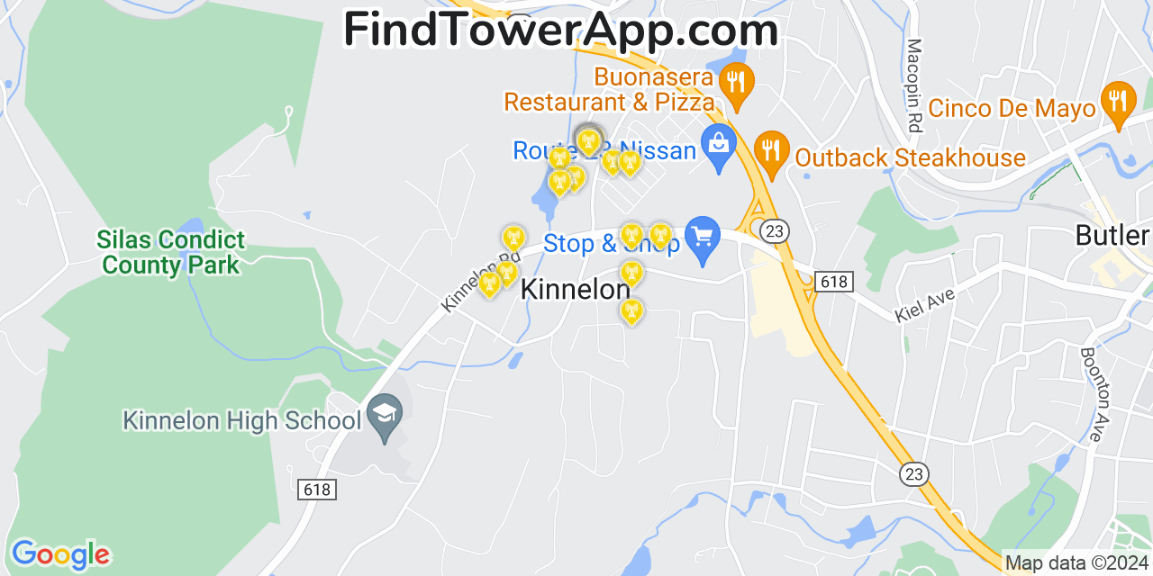 AT&T 4G/5G cell tower coverage map Kinnelon, New Jersey