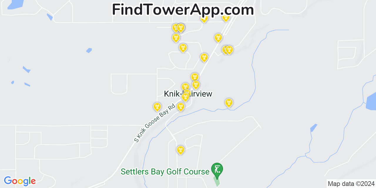 AT&T 4G/5G cell tower coverage map Knik Fairview, Alaska