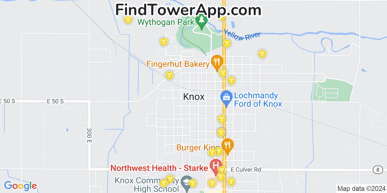 T-Mobile 4G/5G cell tower coverage map Knox, Indiana