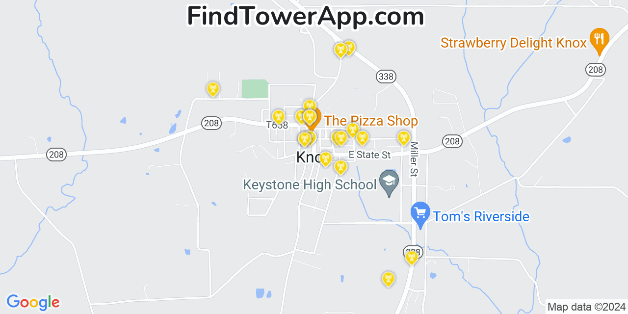AT&T 4G/5G cell tower coverage map Knox, Pennsylvania