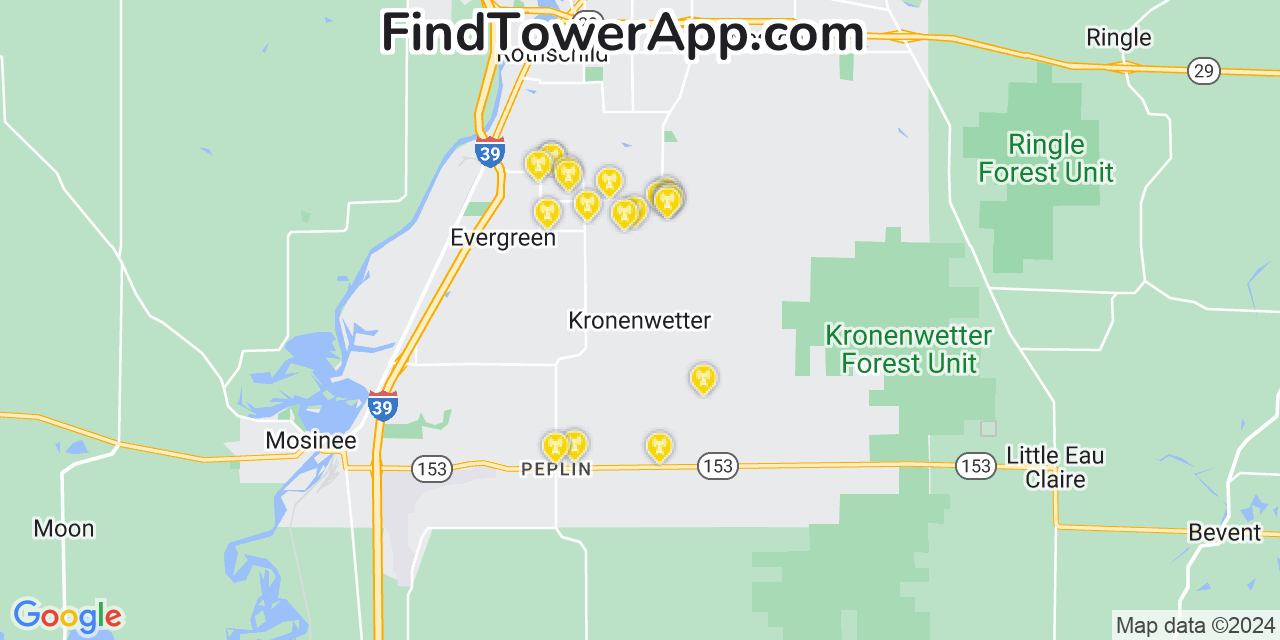 T-Mobile 4G/5G cell tower coverage map Kronenwetter, Wisconsin