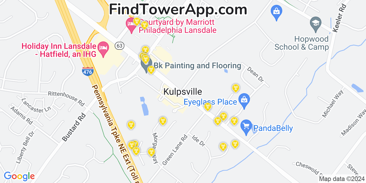 T-Mobile 4G/5G cell tower coverage map Kulpsville, Pennsylvania