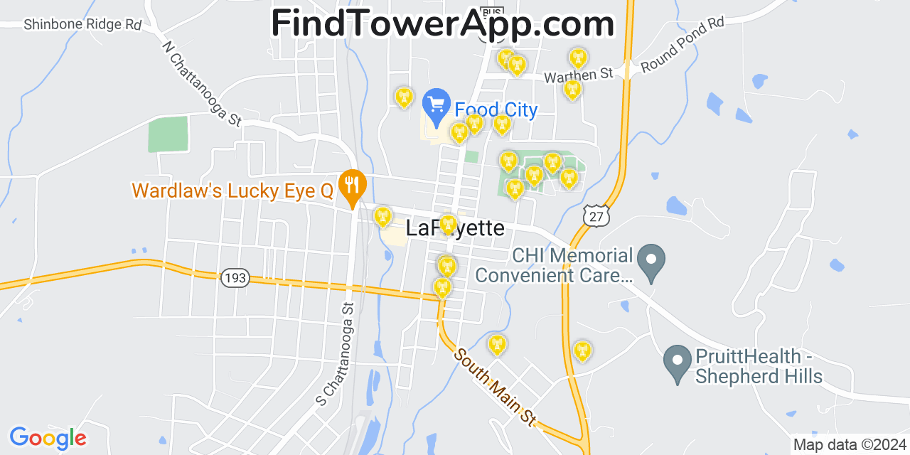 AT&T 4G/5G cell tower coverage map LaFayette, Georgia