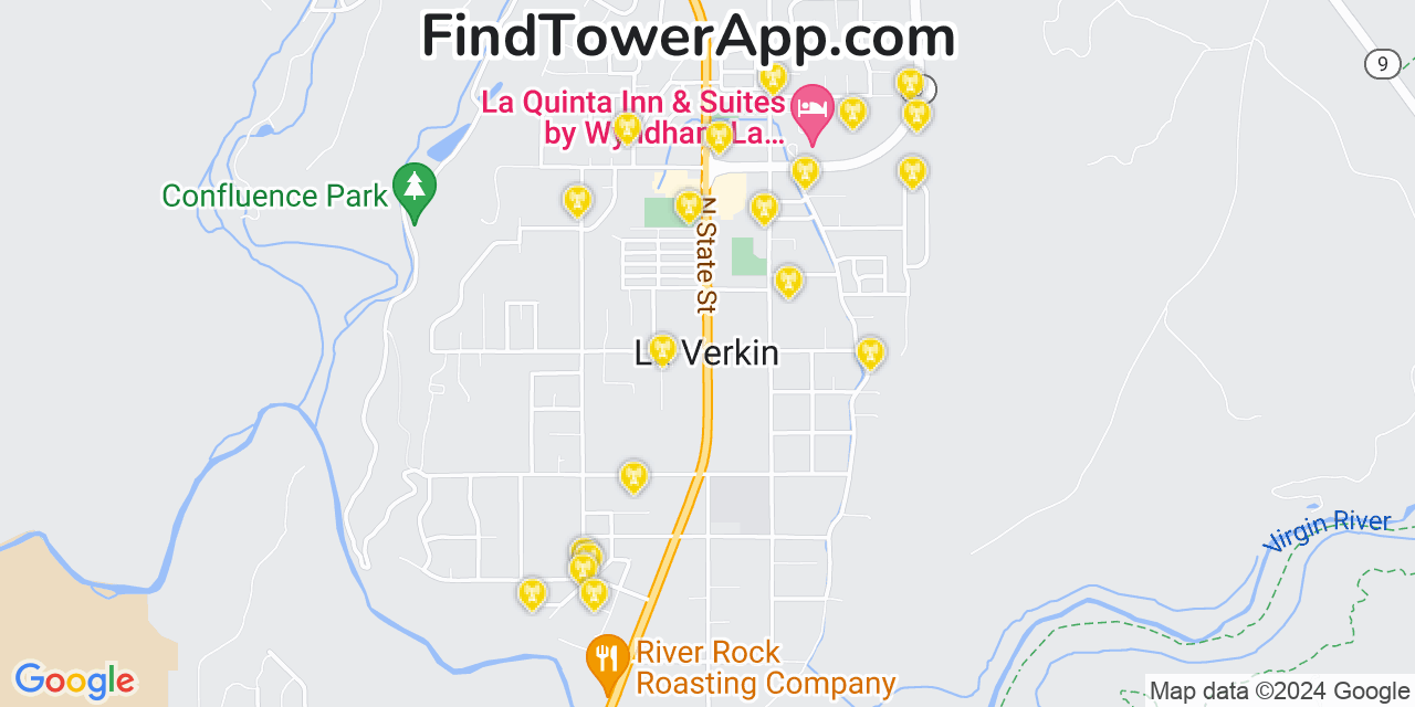 AT&T 4G/5G cell tower coverage map LaVerkin, Utah