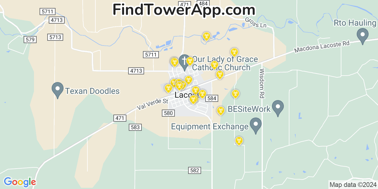 AT&T 4G/5G cell tower coverage map La Coste, Texas