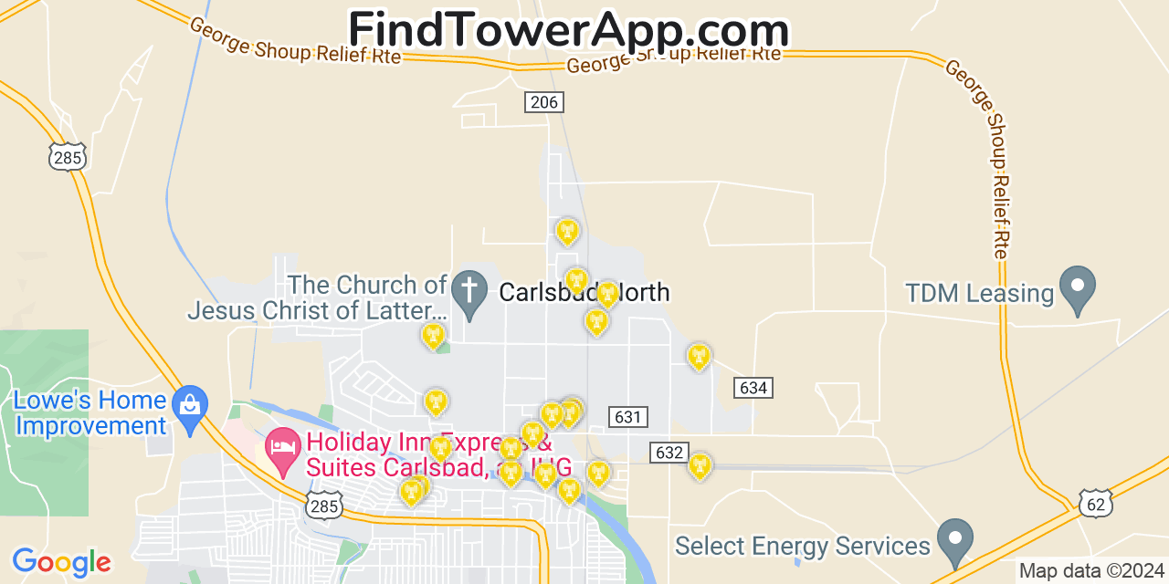 AT&T 4G/5G cell tower coverage map La Huerta, New Mexico