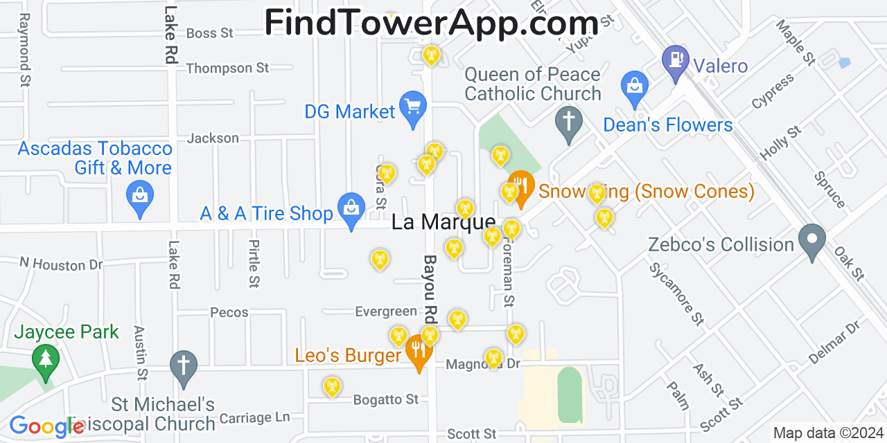 T-Mobile 4G/5G cell tower coverage map La Marque, Texas