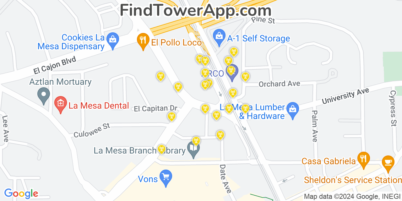 T-Mobile 4G/5G cell tower coverage map La Mesa, California