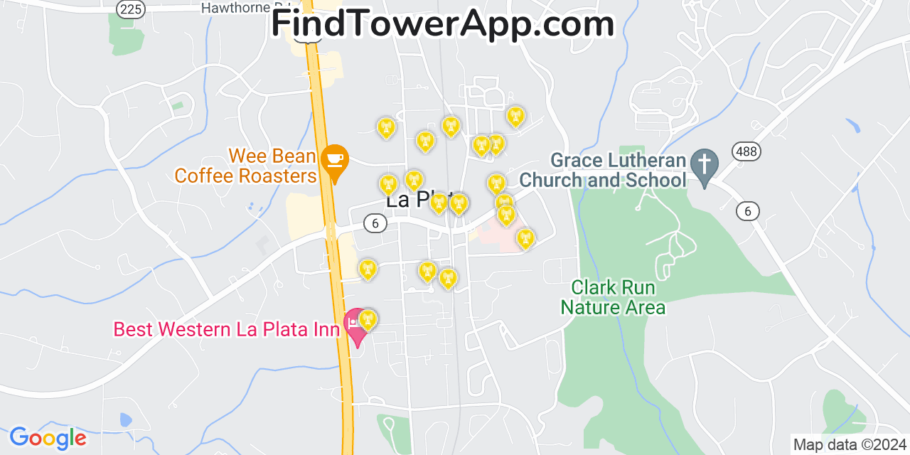 AT&T 4G/5G cell tower coverage map La Plata, Maryland