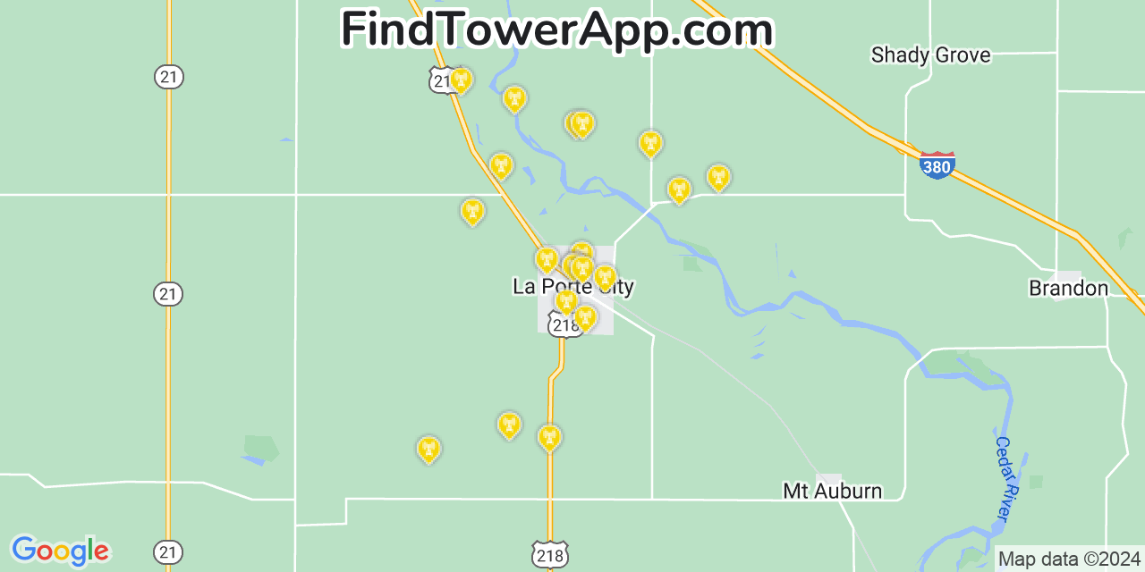 AT&T 4G/5G cell tower coverage map La Porte City, Iowa