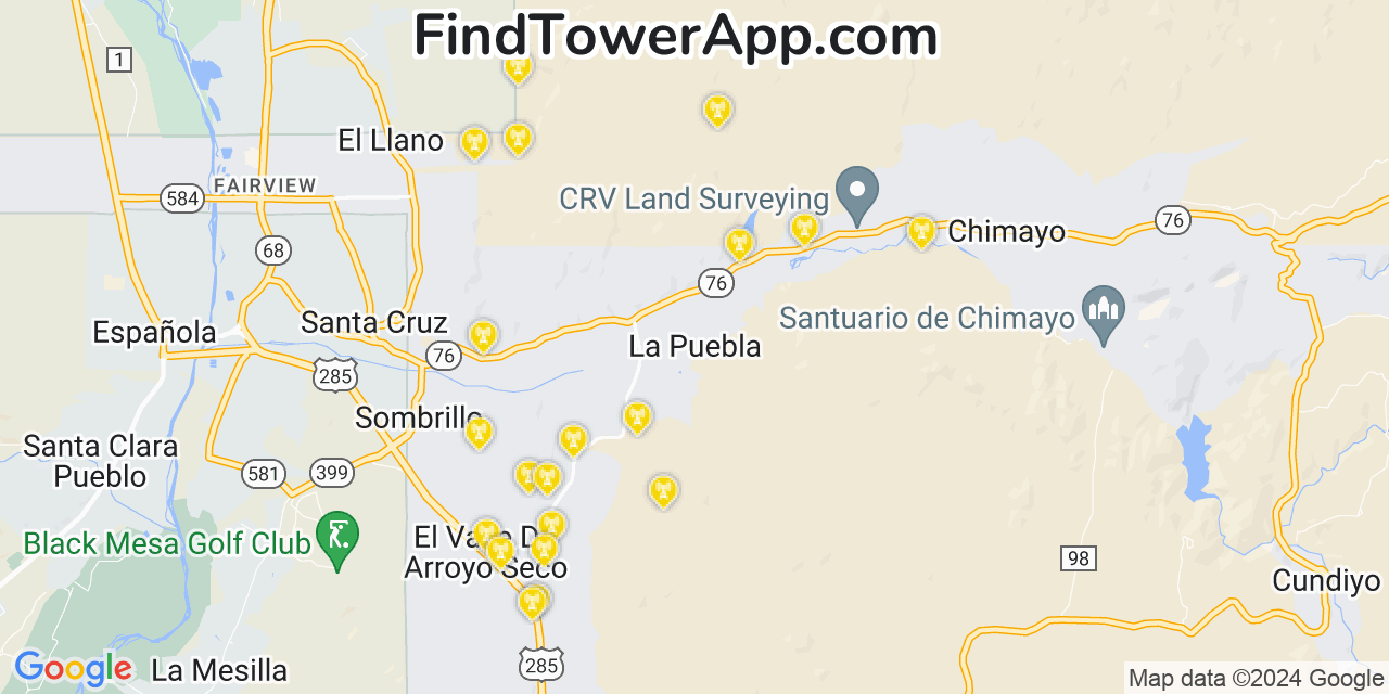 AT&T 4G/5G cell tower coverage map La Puebla, New Mexico