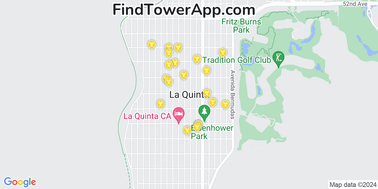 AT&T 4G/5G cell tower coverage map La Quinta, California