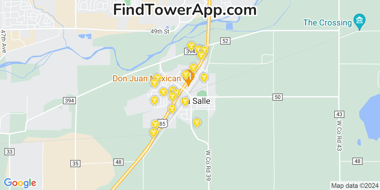 AT&T 4G/5G cell tower coverage map La Salle, Colorado