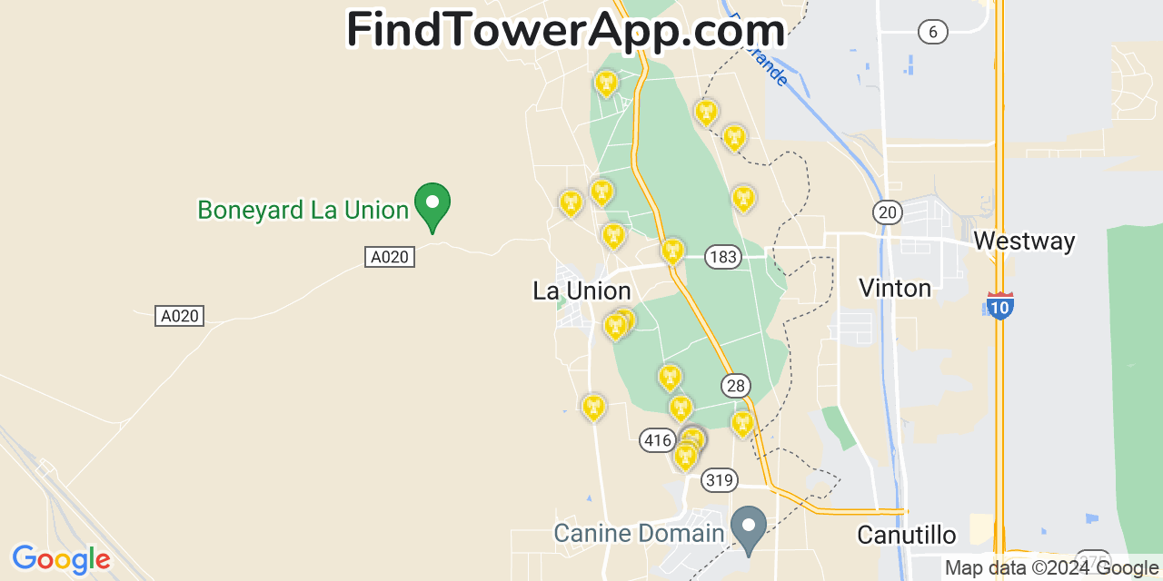 AT&T 4G/5G cell tower coverage map La Union, New Mexico