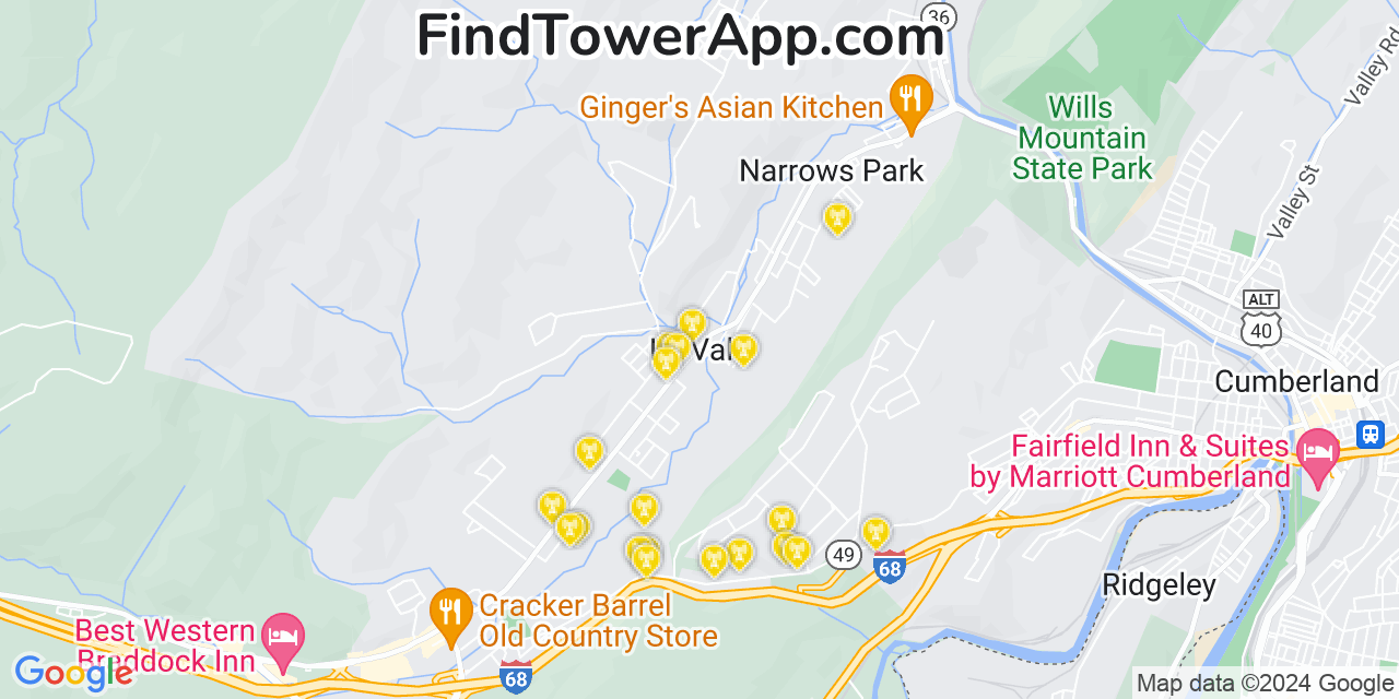T-Mobile 4G/5G cell tower coverage map La Vale, Maryland